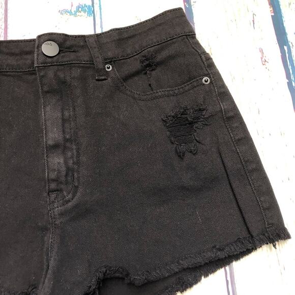 BDG Jeans Shorts Womens 29 Black High Rise Cheeky Distressed ASO Selena Gomez - Picture 5 of 12